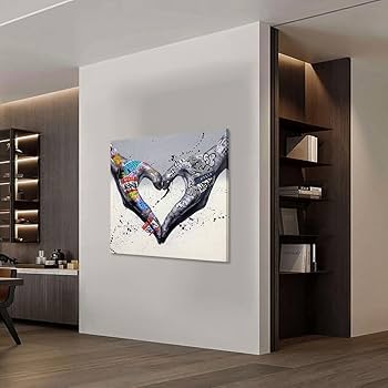 キャンバス プリントアート ハート 絵画 額付 インテリア Amazon.co.jp: アートパネル ハート ストリート グラフティ
